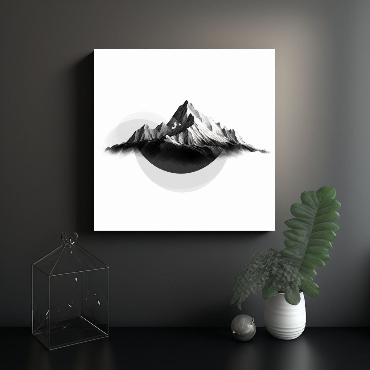 GENERICO - Cuadro De Paisaje Minimalista Línea Blanca 4K 80x80 Cm