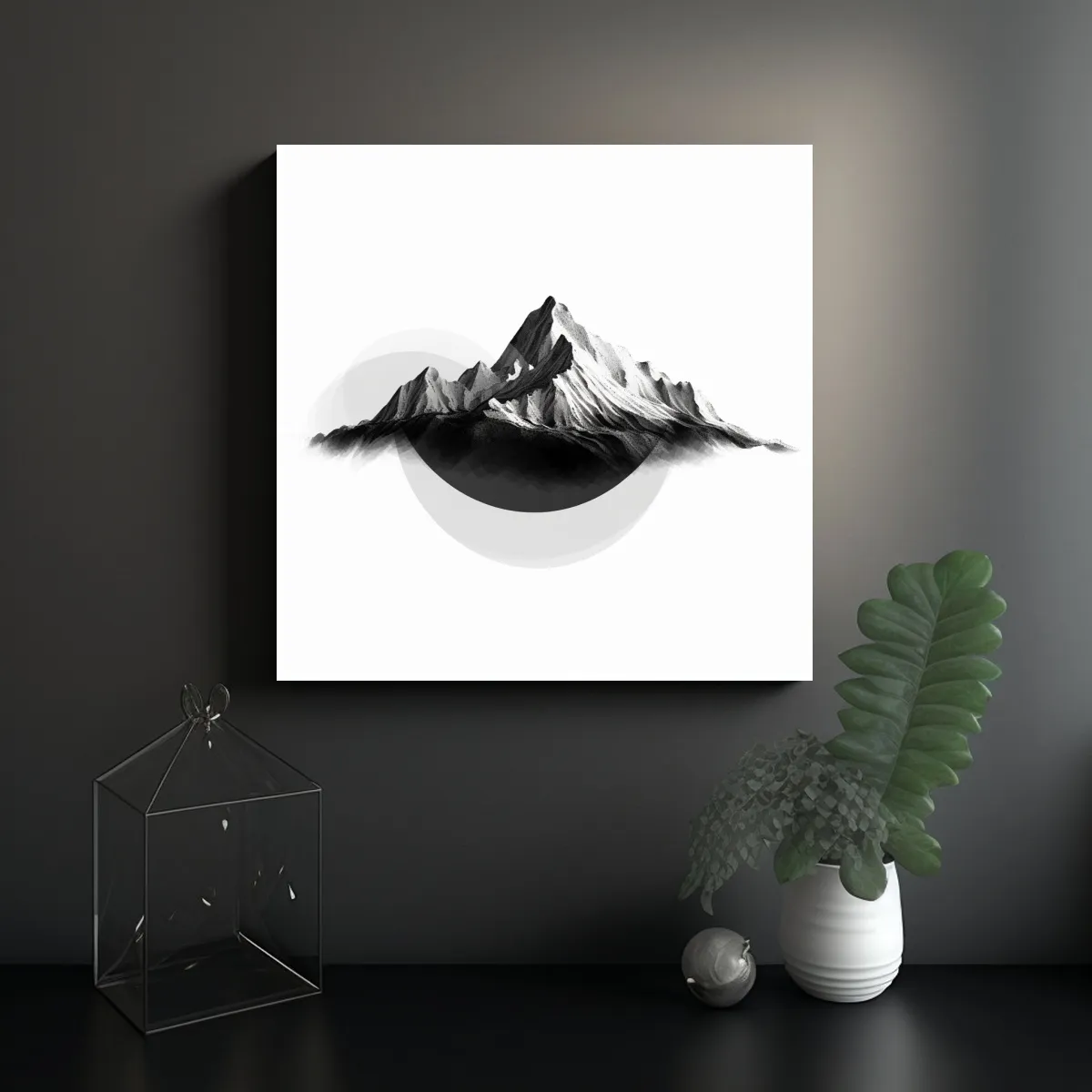GENERICO - Cuadro De Paisaje Minimalista Línea Blanca 4K 50x50 Cm