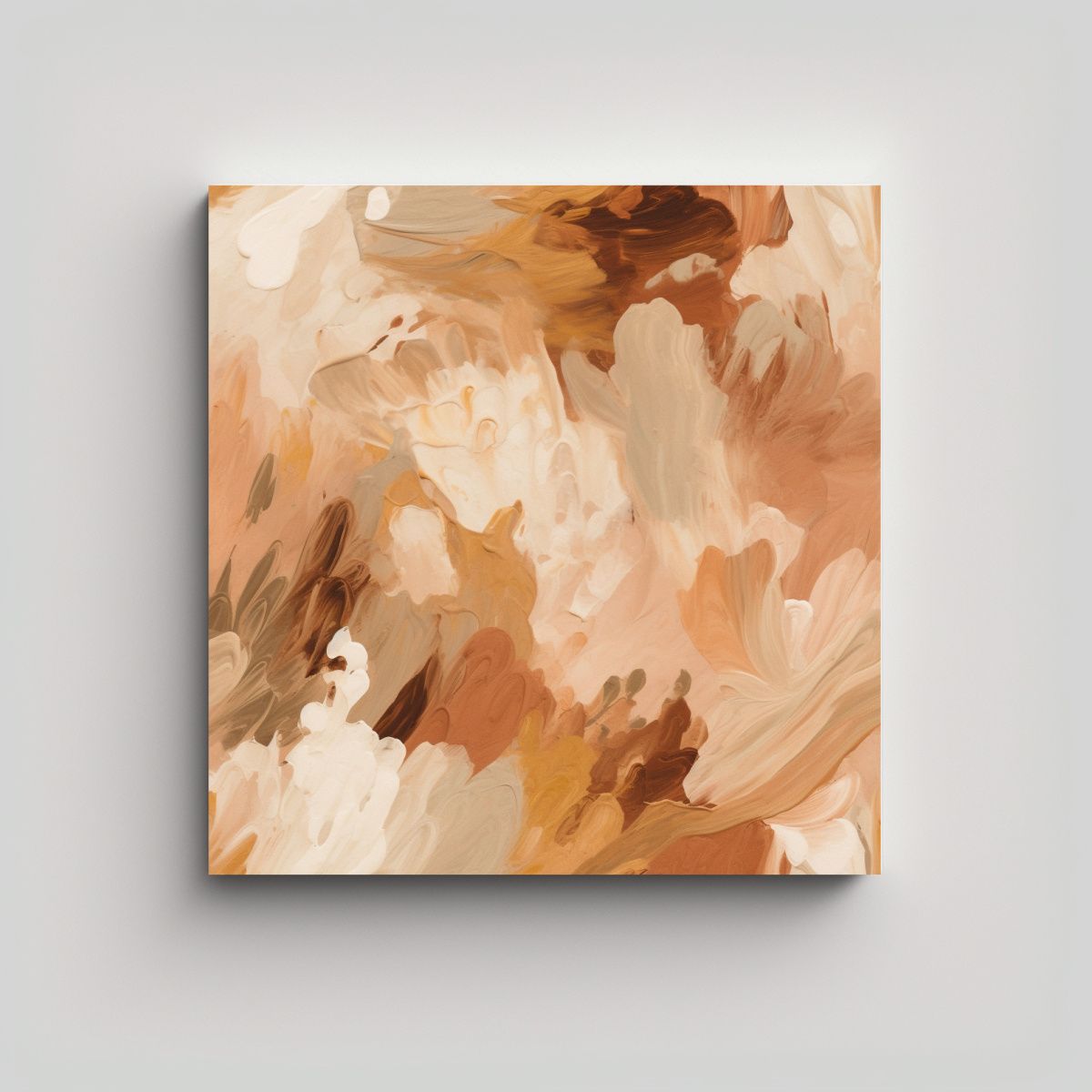 GENERICO - Pintura Abstracta Majestuosa En Tonos Marrones Y 60x60 Cm