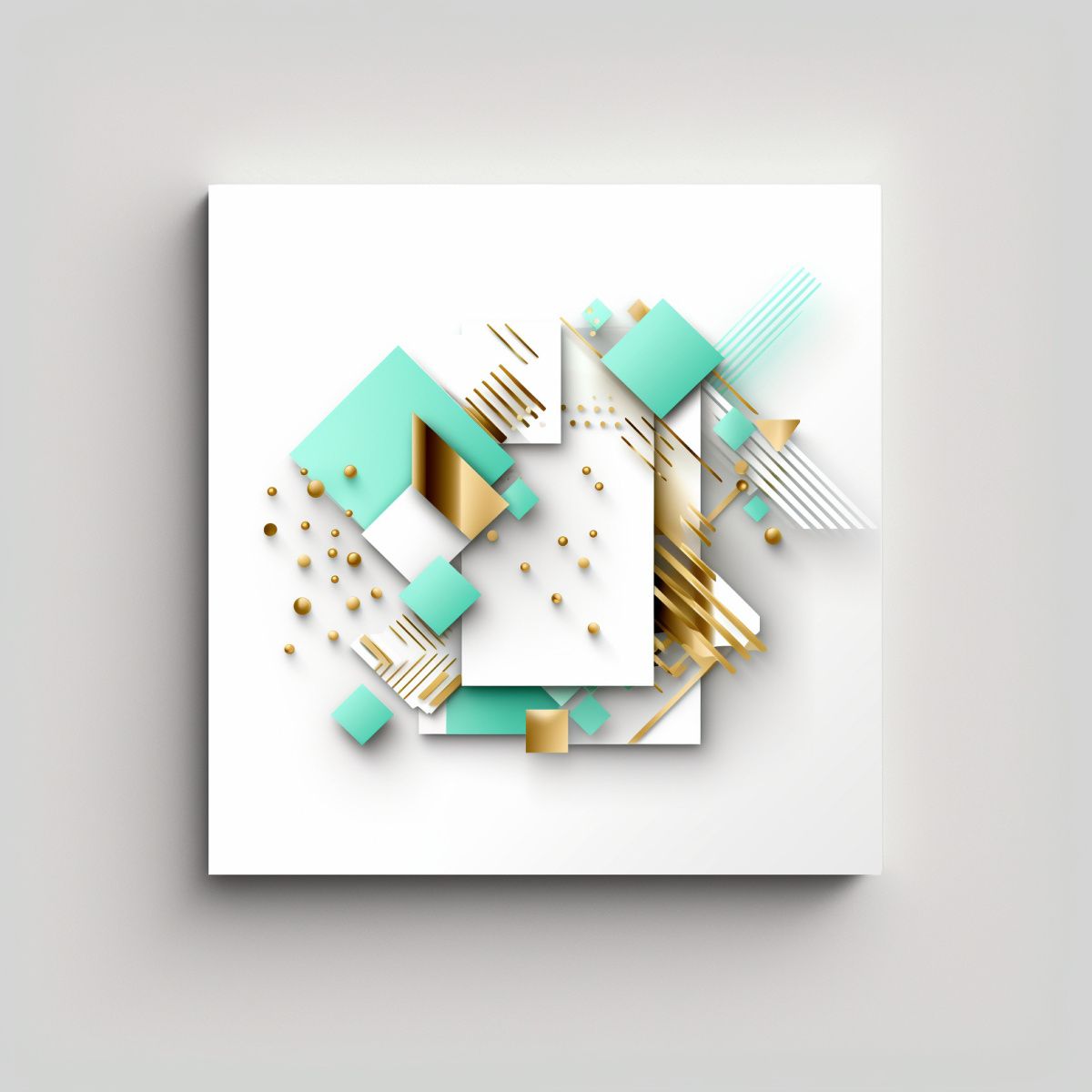 GENERICO - Cuadro Abstracta Contraste Blanco Dorado En 90x90 Cm