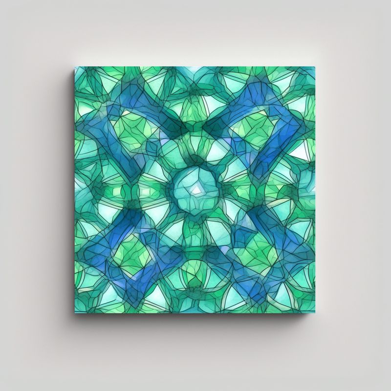 GENERICO - Pintura Decorativa Mandala Azul Verde Simple 80x80 Cm