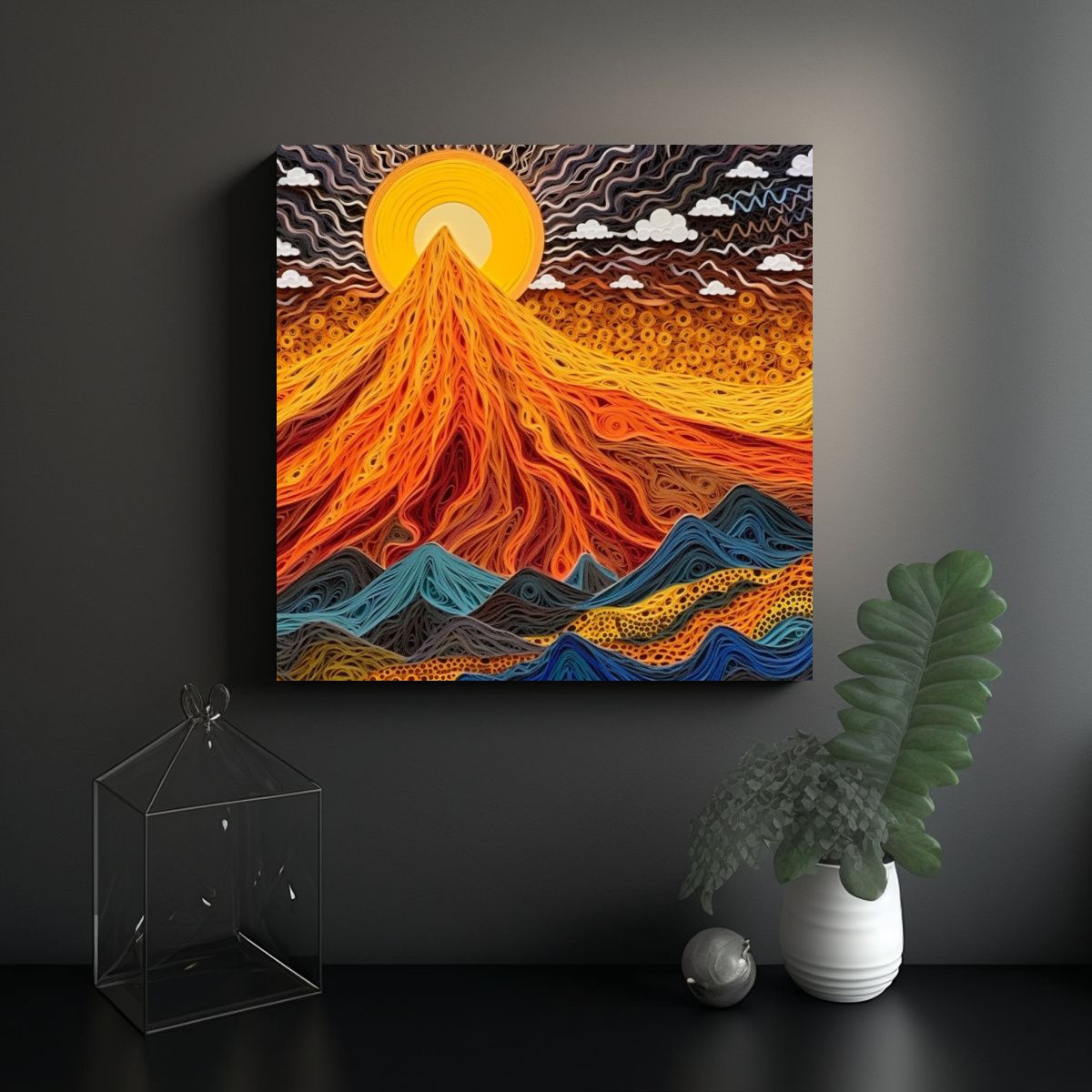 GENERICO - Pinturas Decorativas De La Erupción Del Etna En 90x90 Cm