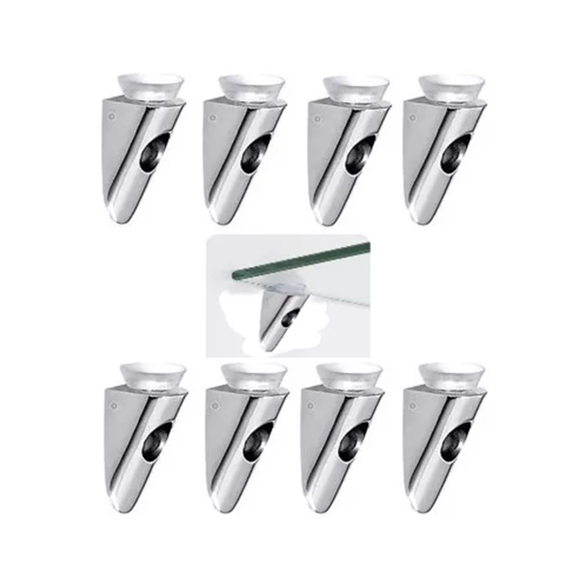 GENERICO - Soporte Repisa Mueble  Vidrio Sobrepuesto Ventosa 8psc