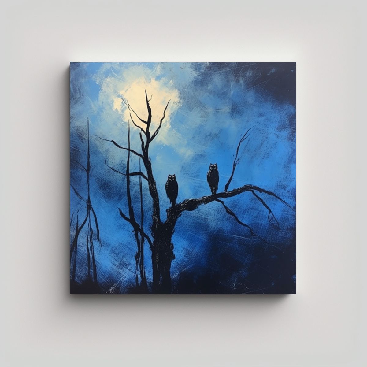 GENERICO - Cuadro Abstracto Exuberante: Dos Búhos En Un 90x90 Cm