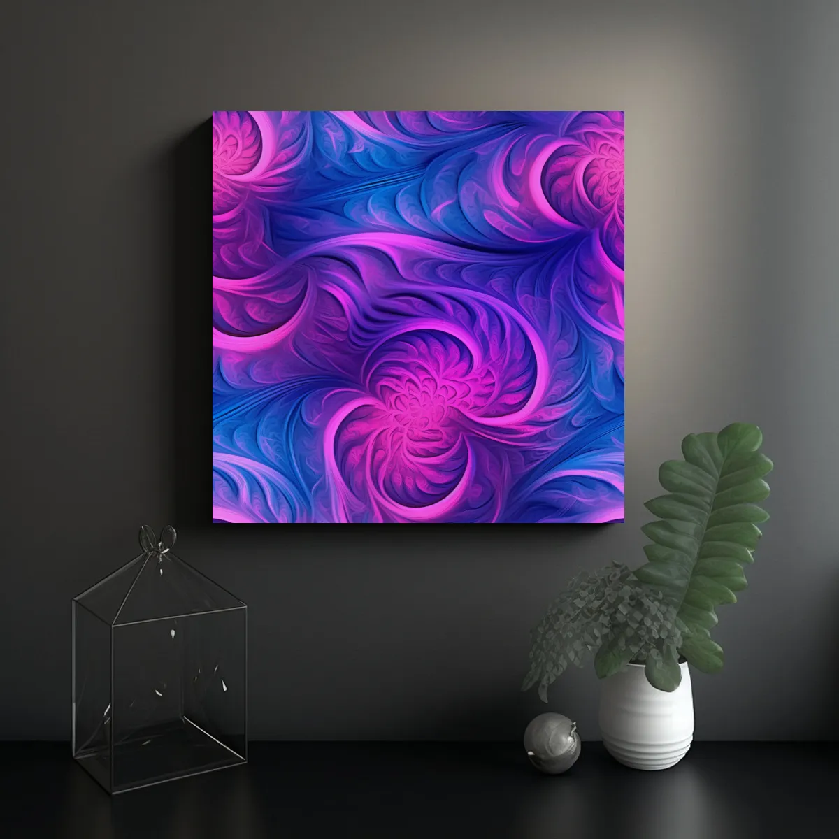 GENERICO - Cuadros De Decoración Con Espirales Fractales En 70x70 Cm