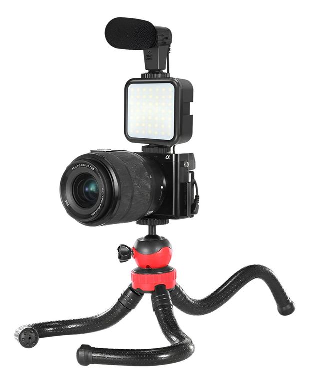 IMPORTCLICK Kit Streaming Smartphone Trípode Flexible Luz Micrófono Con Control Remoto