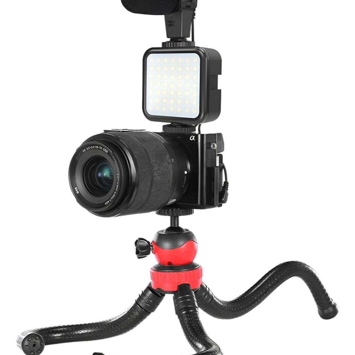 IMPORTCLICK - Kit Streaming Smartphone Trípode Flexible Luz Micrófono Con Control Remoto
