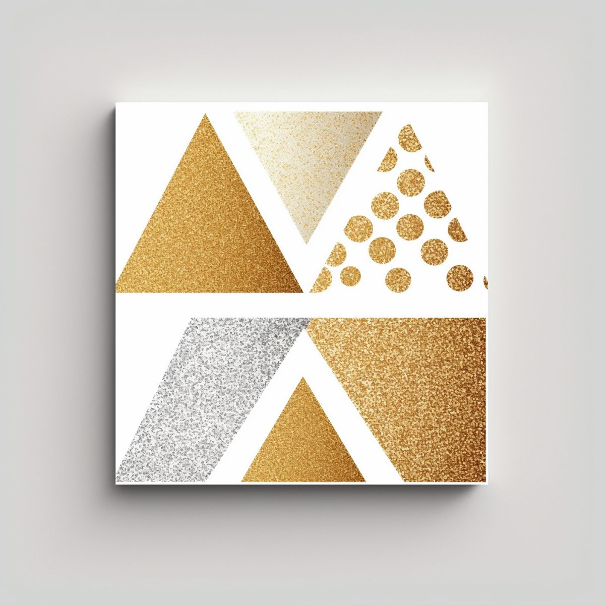 GENERICO - Cuadro Abstracto Con Recorte De Purpurina Dorada 90x90 Cm