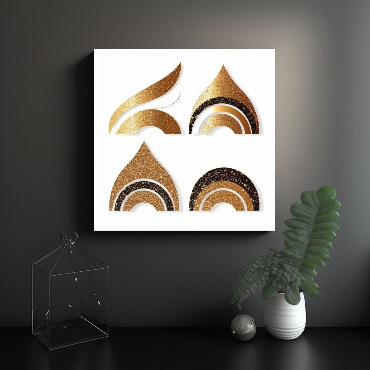 GENERICO - Pintura Decorativa Elegante Con Recorte De Brillo 90x90 Cm