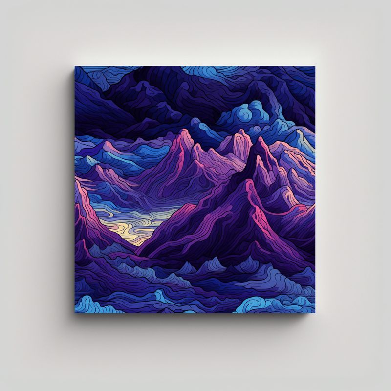 GENERICO - Arte Abstracto Montañas En Patrón Perspectiva 60x60 Cm