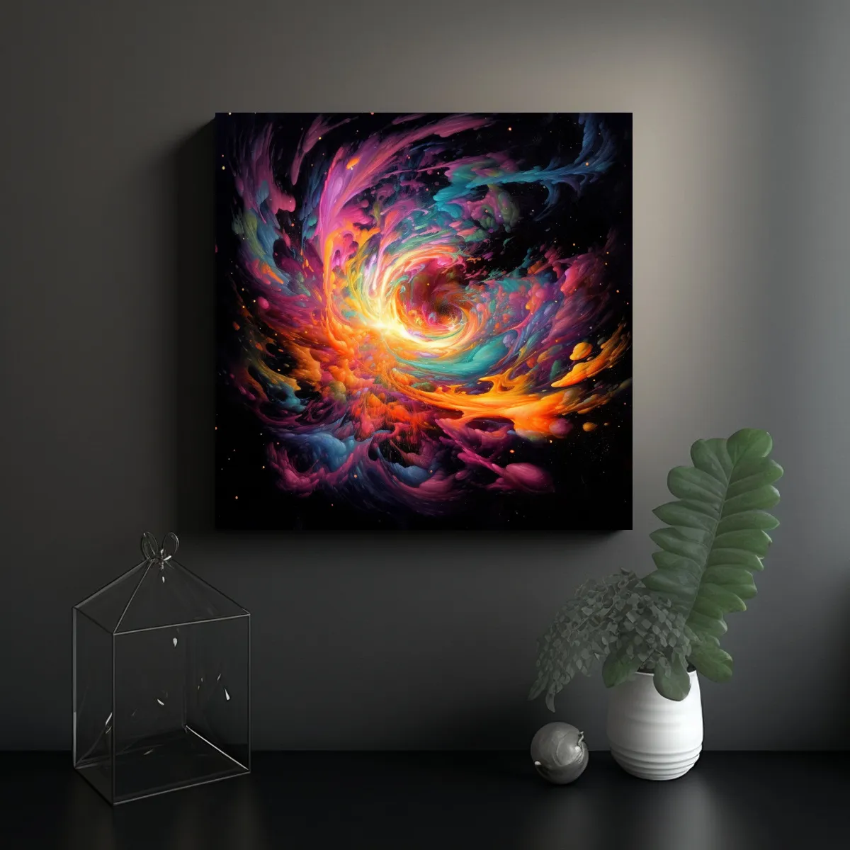 GENERICO - Pintura Fluorescente Original: Tornado Espacial 50x50 Cm