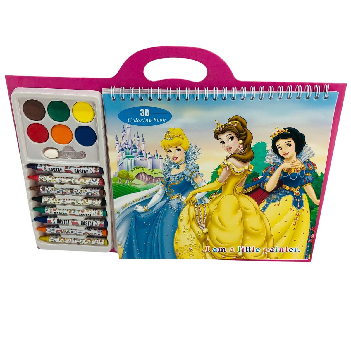 GENERICO - Maletin Cuaderno Dibujo Animados Crayones Acuarela Princesas