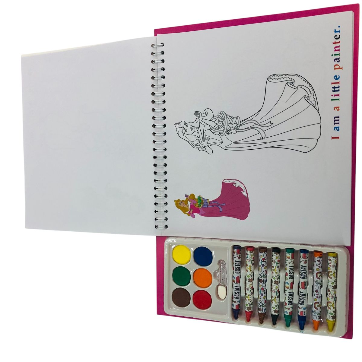 GENERICO - Maletin Cuaderno Dibujo Animados Crayones Acuarela Princesas
