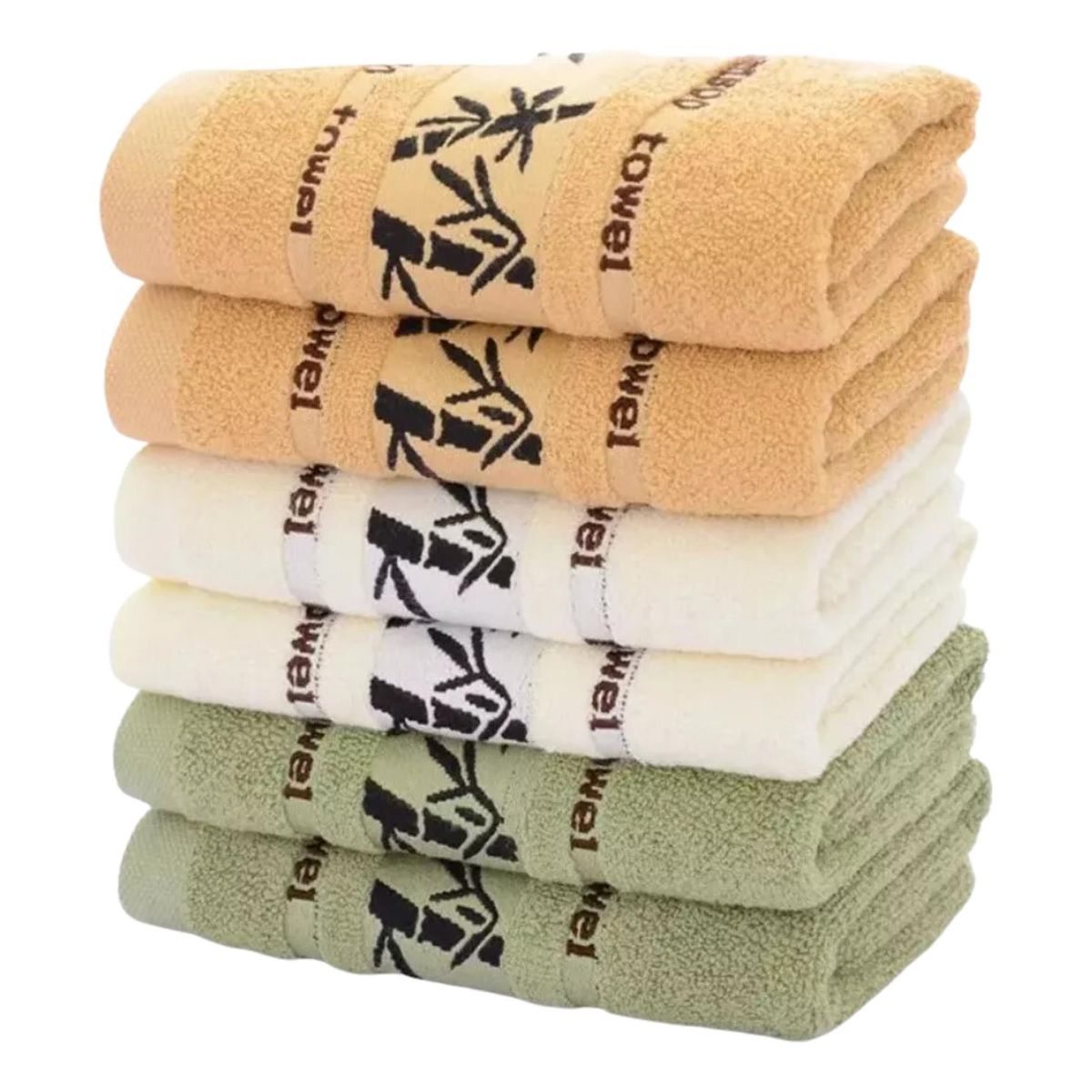 IMPORTCLICK - Set 6 Toallas Algodón Super Suave 450G 75X140 CM Diseño Bambú IMPORTCLICK