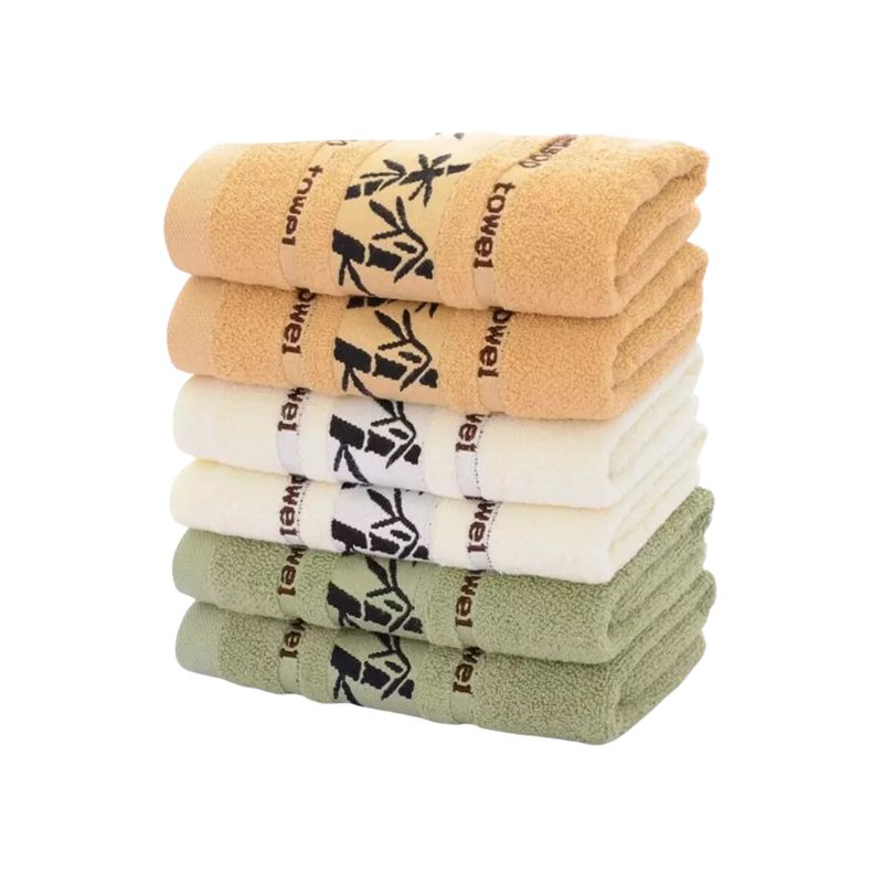 IMPORTCLICK - Set 6 Toallas Algodón Super Suave 450G 75X140 CM Diseño Bambú IMPORTCLICK