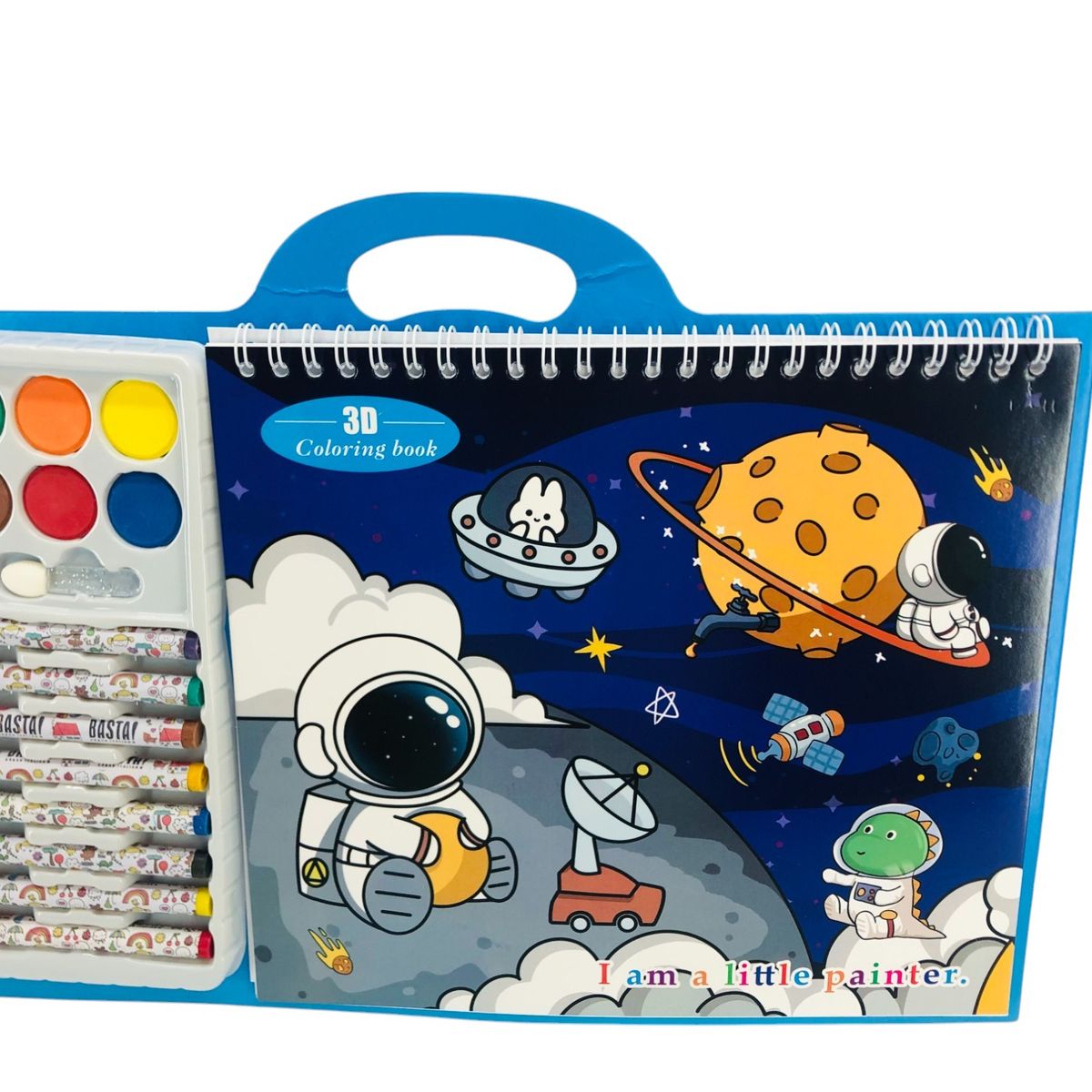 GENERICO - Maletin Cuaderno Dibujo Animado Crayones Acuarela Astronauta
