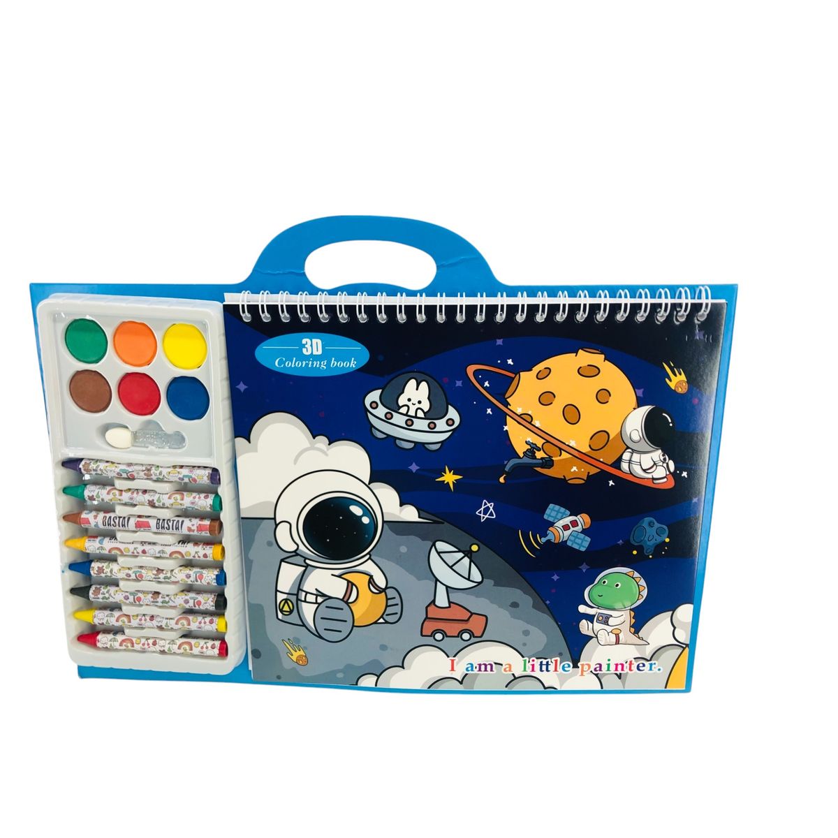 GENERICO - Maletin Cuaderno Dibujo Animado Crayones Acuarela Astronauta