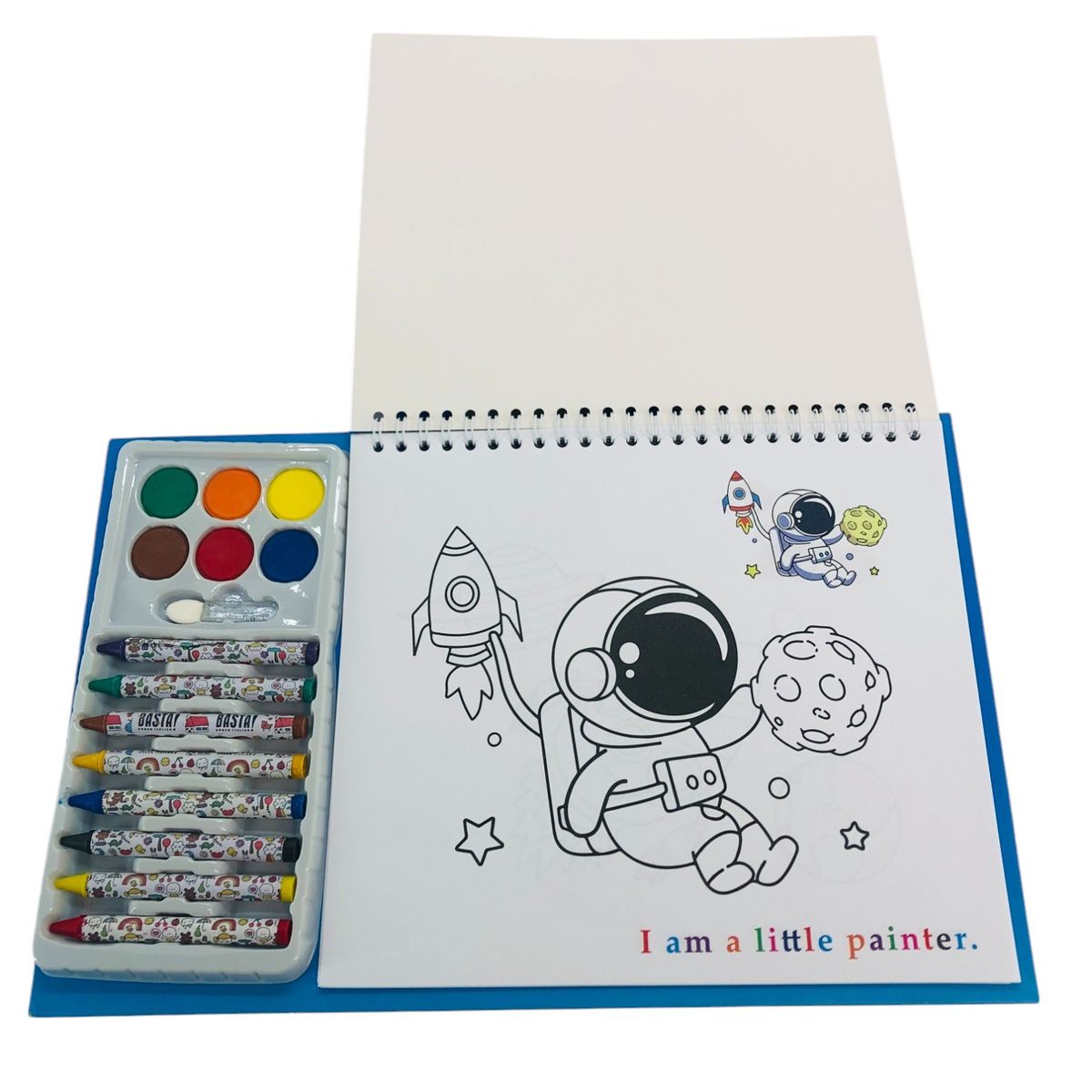 GENERICO - Maletin Cuaderno Dibujo Animado Crayones Acuarela Astronauta