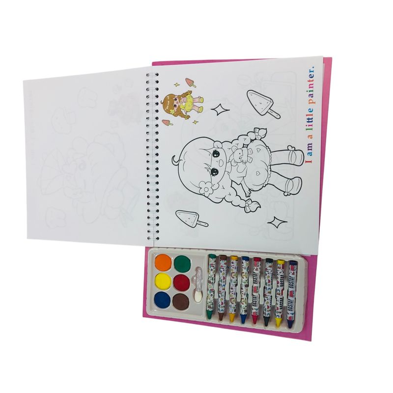 GENERICO - Maletin Cuaderno Dibujo Animados Crayones Acuarela Niña