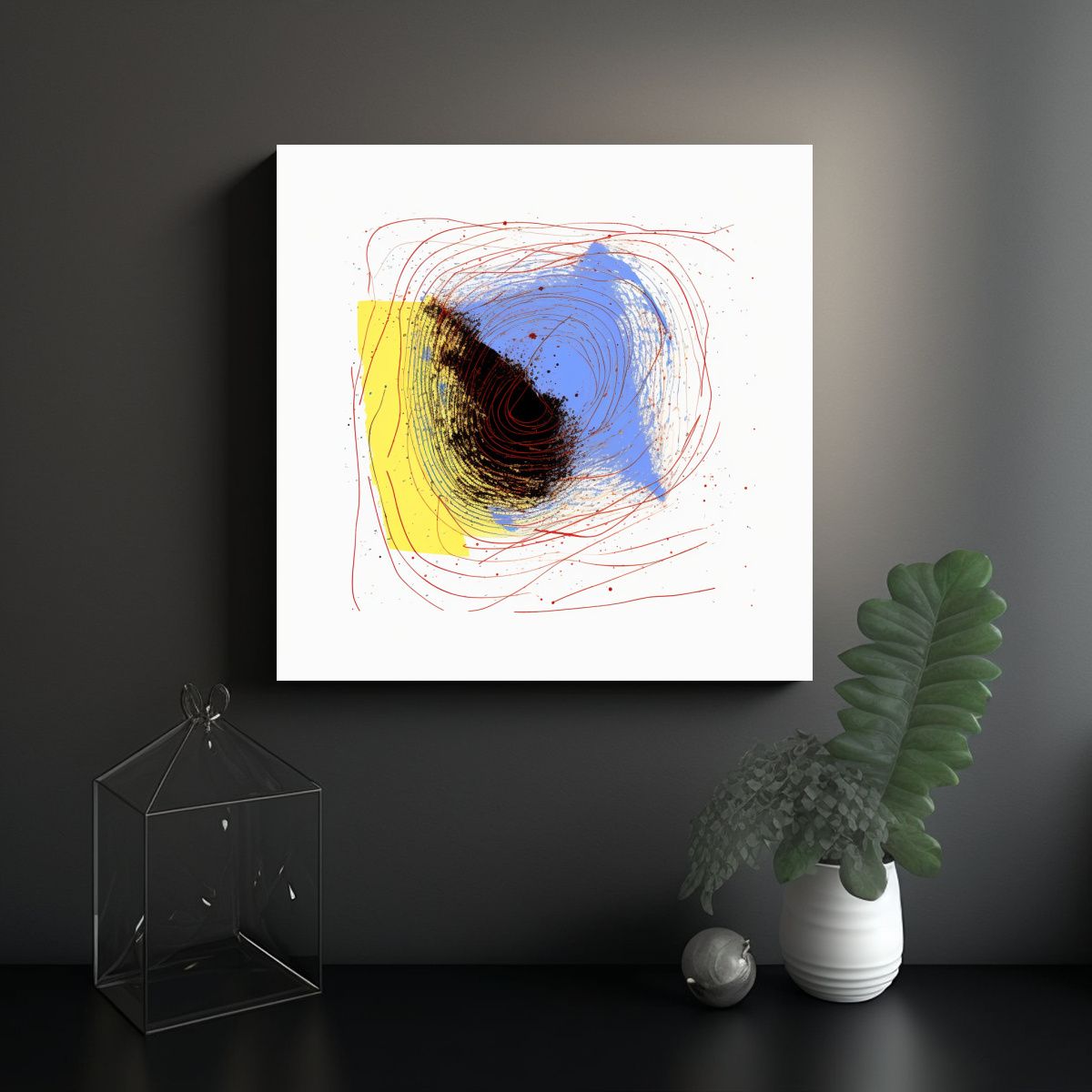 GENERICO - Cuadro Moderno Con Lindas Líneas De Zorros 70x70 Cm