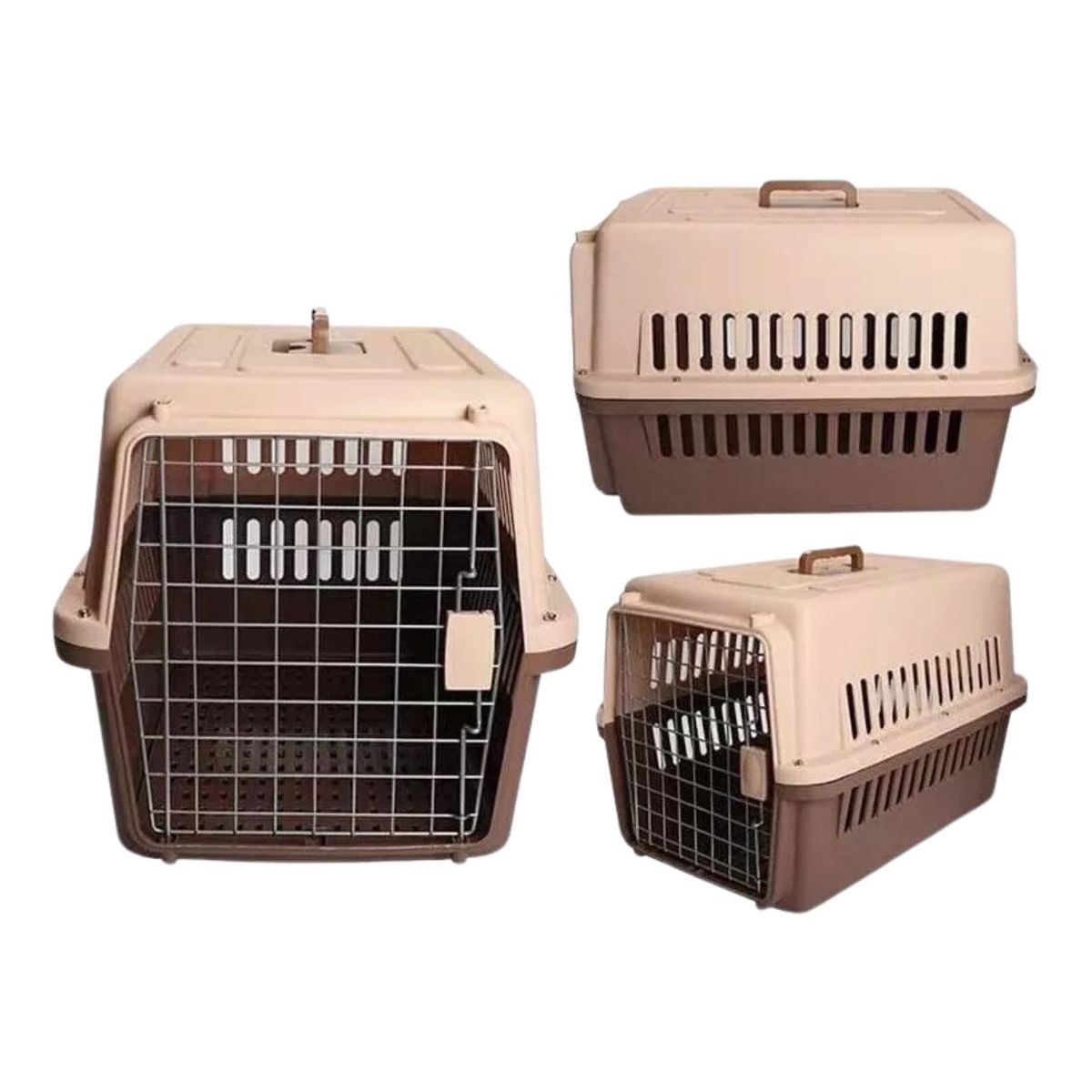 IMPORTCLICK - Jaula Transporte Mascotas 61x40x41 CM Marrón IMPORTCLICK