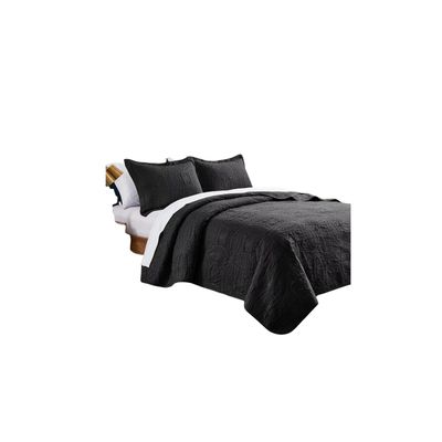 Imagen 2 del producto Cubrecama Quilt Reversible Queen 228x228 CM Más Fundas Almohada Negro