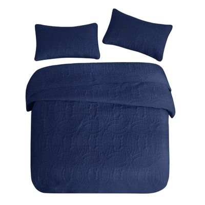Imagen 2 del producto Cubrecama Quilt Reversible Queen 228x228 CM Más Fundas Almohada Azul - Azul