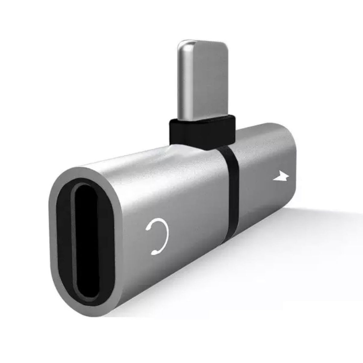 GENERICO - Adaptador 2 en 1 Lightning Plateado