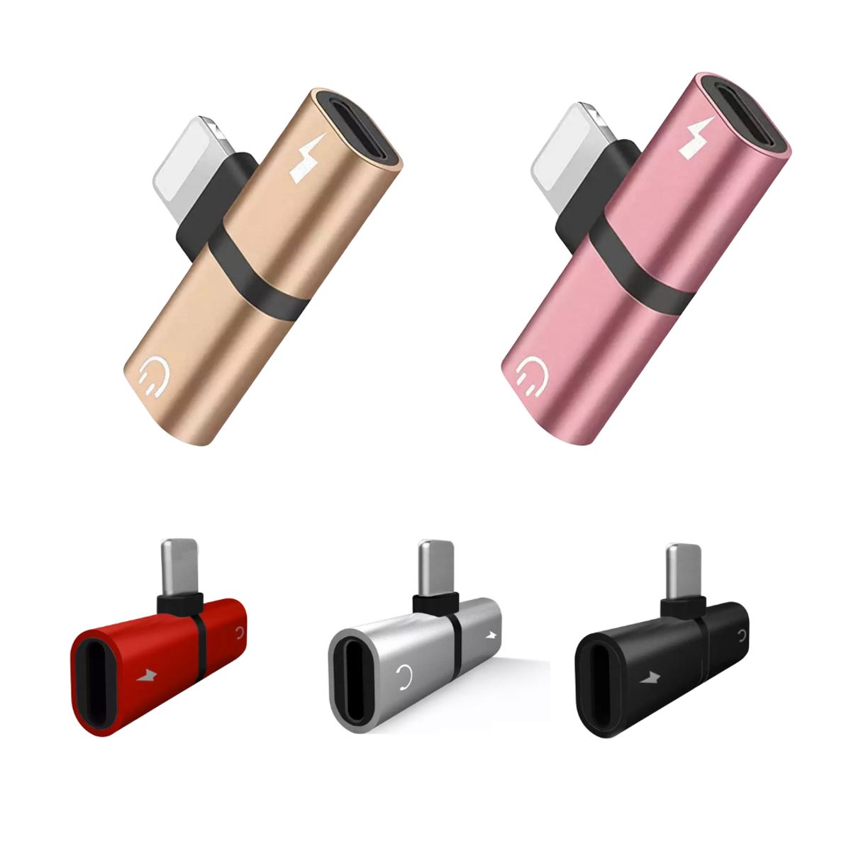 GENERICO - Adaptador 2 en 1 Lightning Plateado