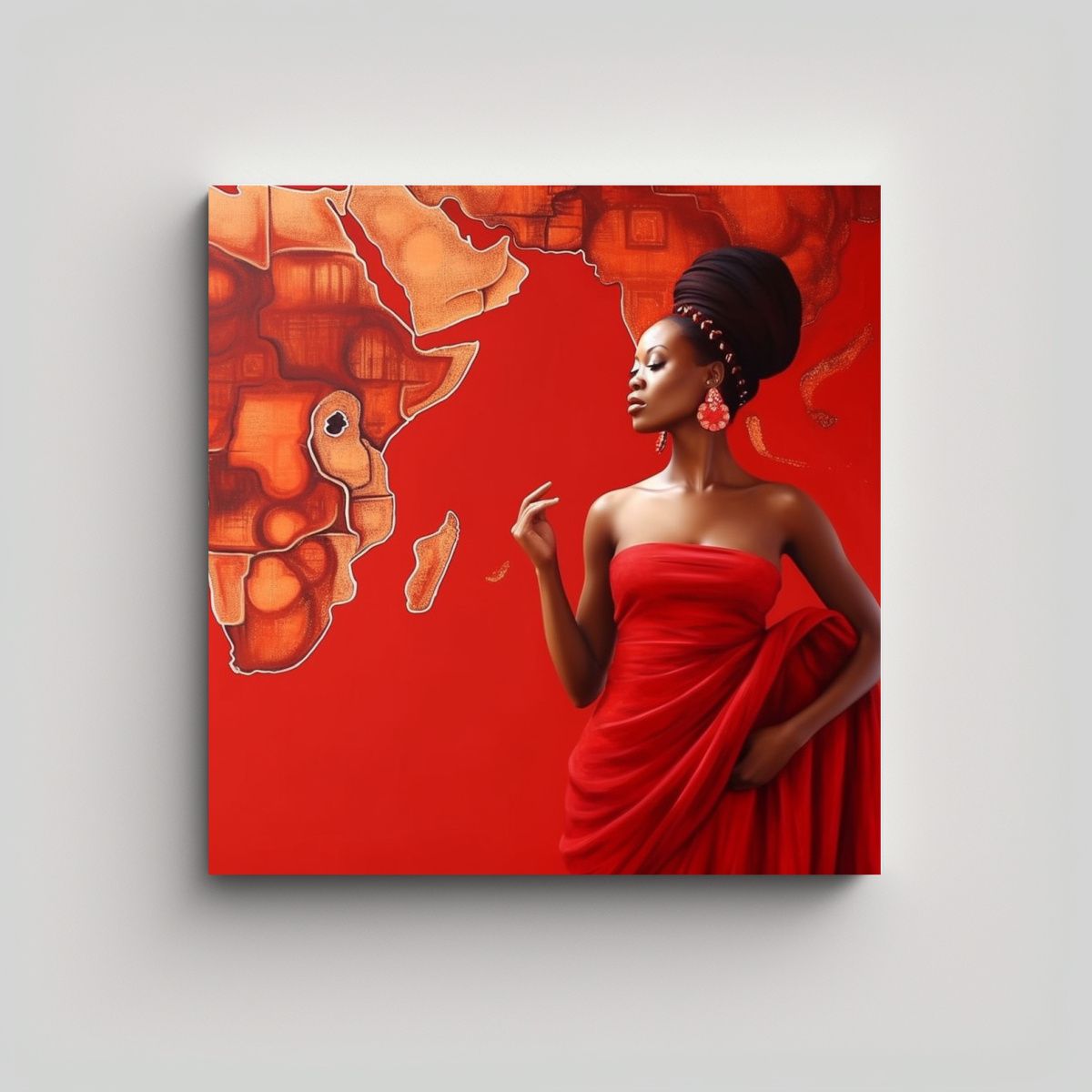 GENERICO - Pintura Decorativa Lineal Roja De África Para El 80x80 Cm