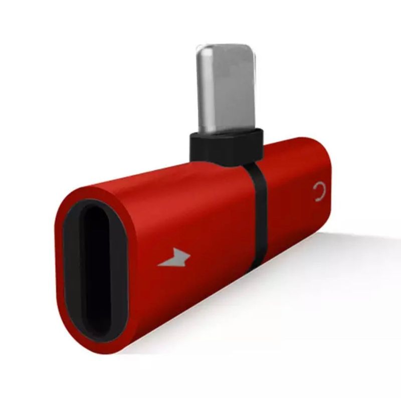 GENERICO - Adaptador 2 en 1 Lightning Rojo