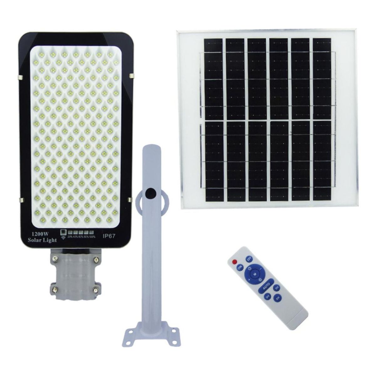 IMPORTCLICK - Foco Brazo Solar 1200 Watt 688 LED Placa Metalindicador Carga Control Remoto