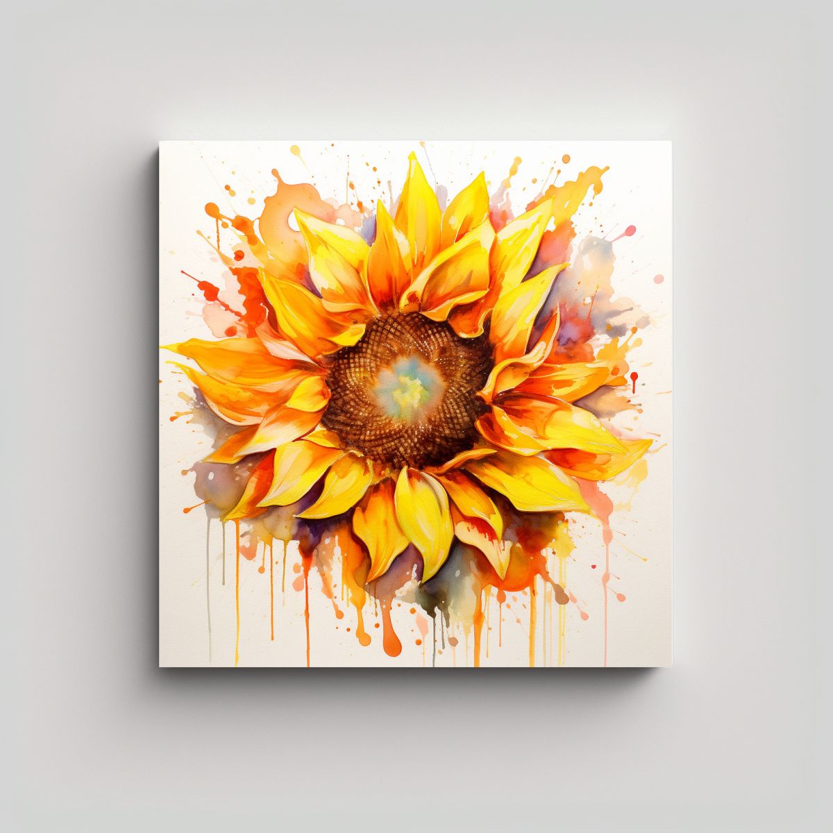 GENERICO - Pintura Decorativa De Girasol Acuarela Horizontal 70x70 Cm