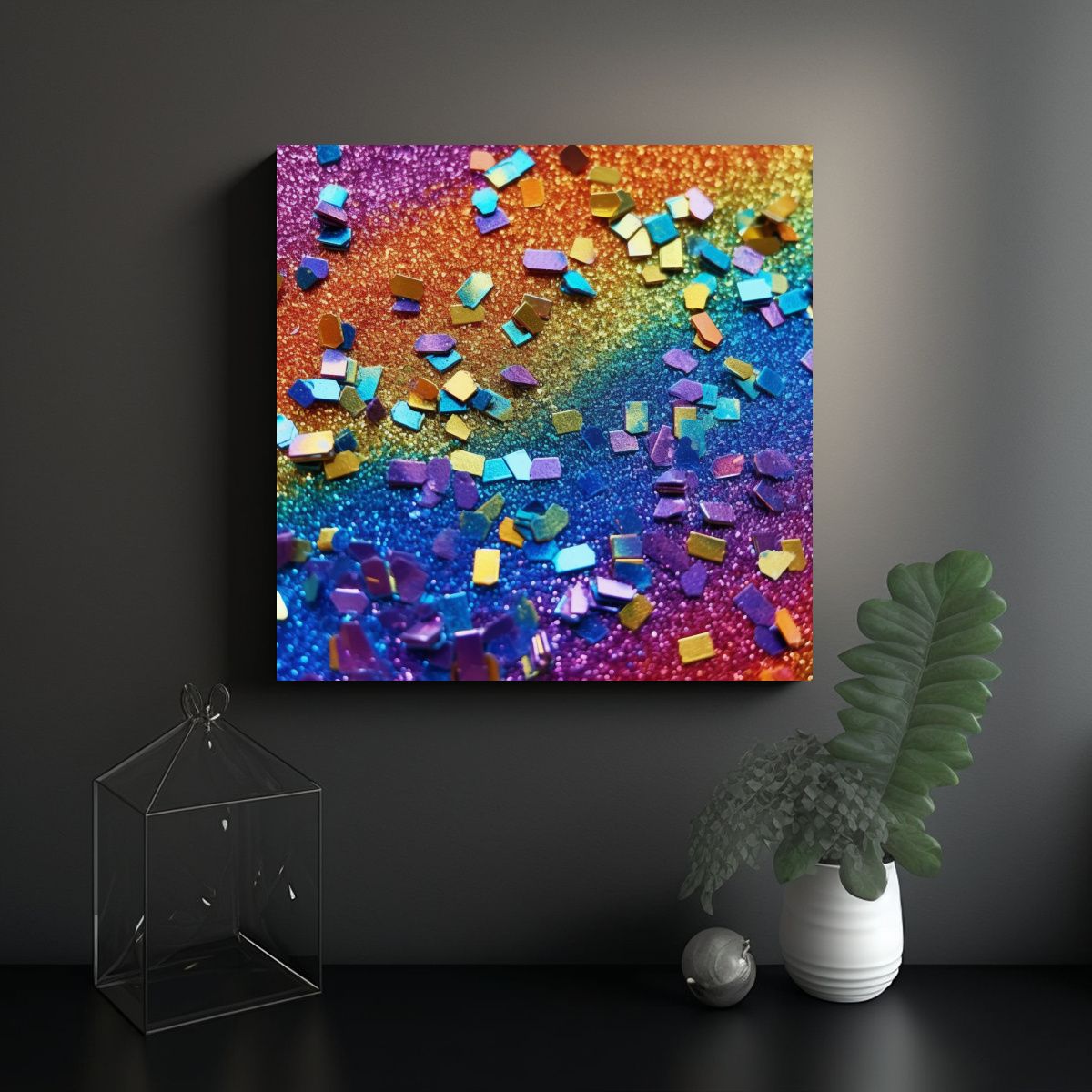GENERICO - Pinturas Decorativas Con Textura De Purpurina 70x70 Cm
