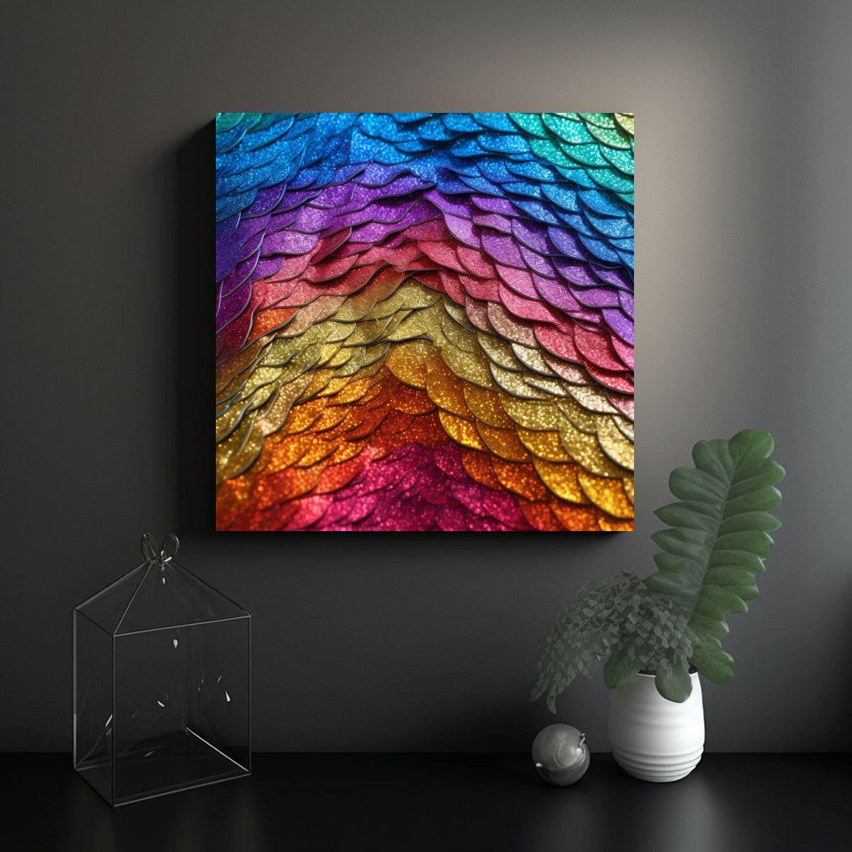 GENERICO - Pinturas Decorativas Con Textura De Purpurina 90x90 Cm