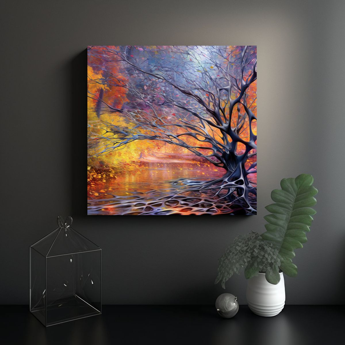 GENERICO - Cuadros Modernos De Sinapsis Y Redes Neurales En 70x70 Cm
