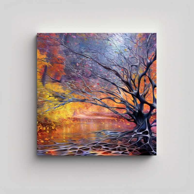 GENERICO - Cuadros Modernos De Sinapsis Y Redes Neurales En 60x60 Cm