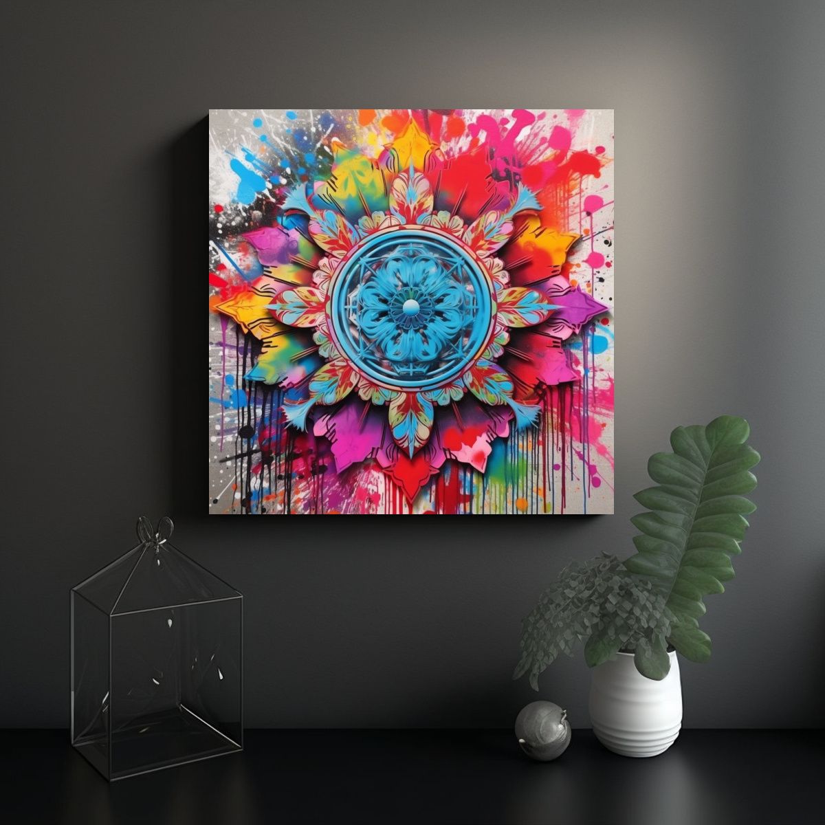 GENERICO - Pintura Callejera Moderna En Relieve Con Graffiti 80x80 Cm