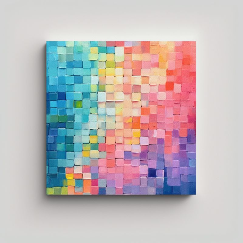 GENERICO - Cuadro Vintage Con Lienzo Pixelado Y Tres 70x70 Cm