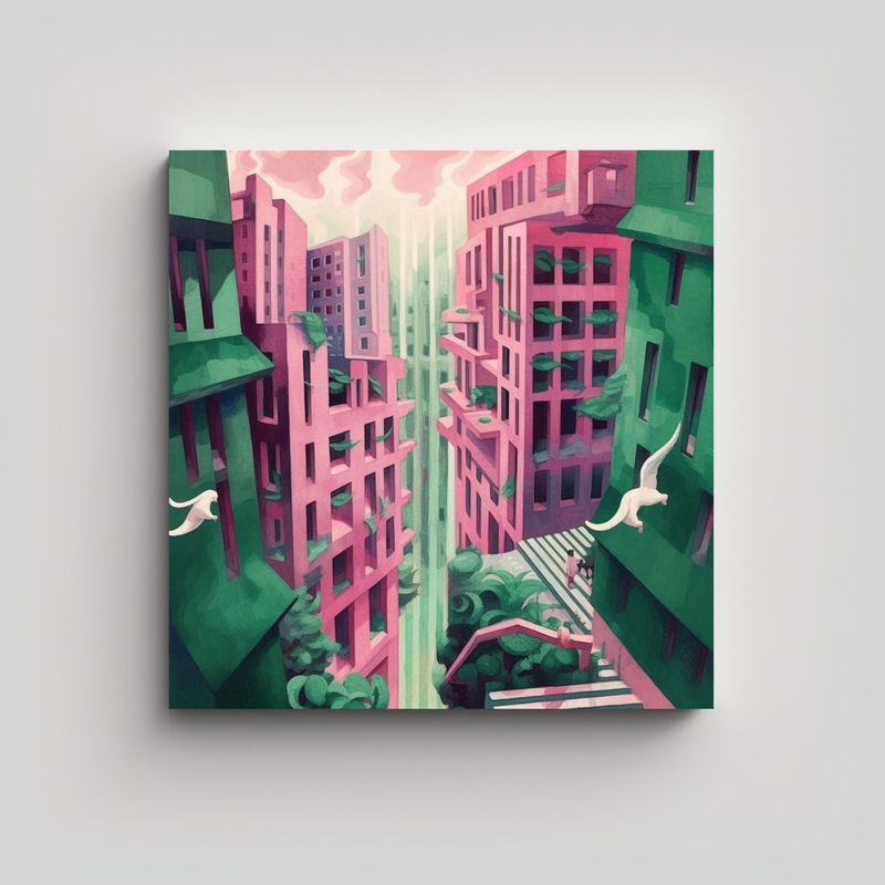 GENERICO - Pintura Acuarela Paisaje Arquitectónico Creativo 80x80 Cm