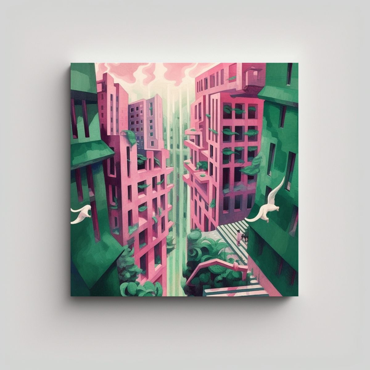 GENERICO - Pintura Acuarela Paisaje Arquitectónico Creativo 70x70 Cm