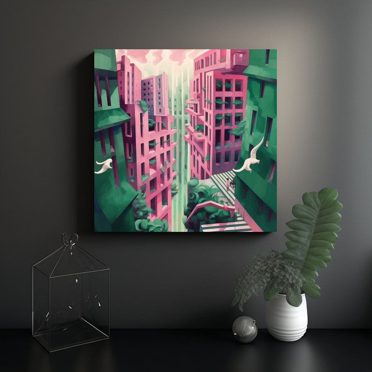 GENERICO - Pintura Acuarela Paisaje Arquitectónico Creativo 70x70 Cm