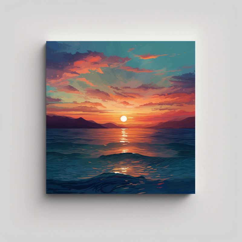 GENERICO - Cuadro Lienzo Dormitorio: Amanecer Sobre Mar 80x80 Cm