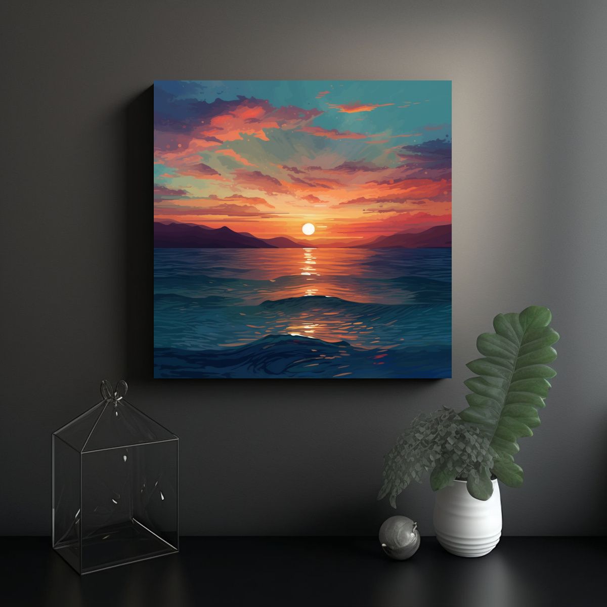 GENERICO - Cuadro Lienzo Dormitorio: Amanecer Sobre Mar 70x70 Cm