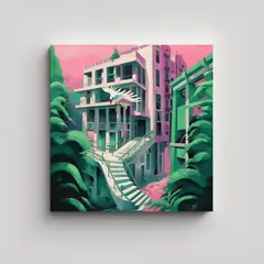 GENERICO - Pintura Acuarela Paisaje Arquitectónico Elegante 50x50 Cm