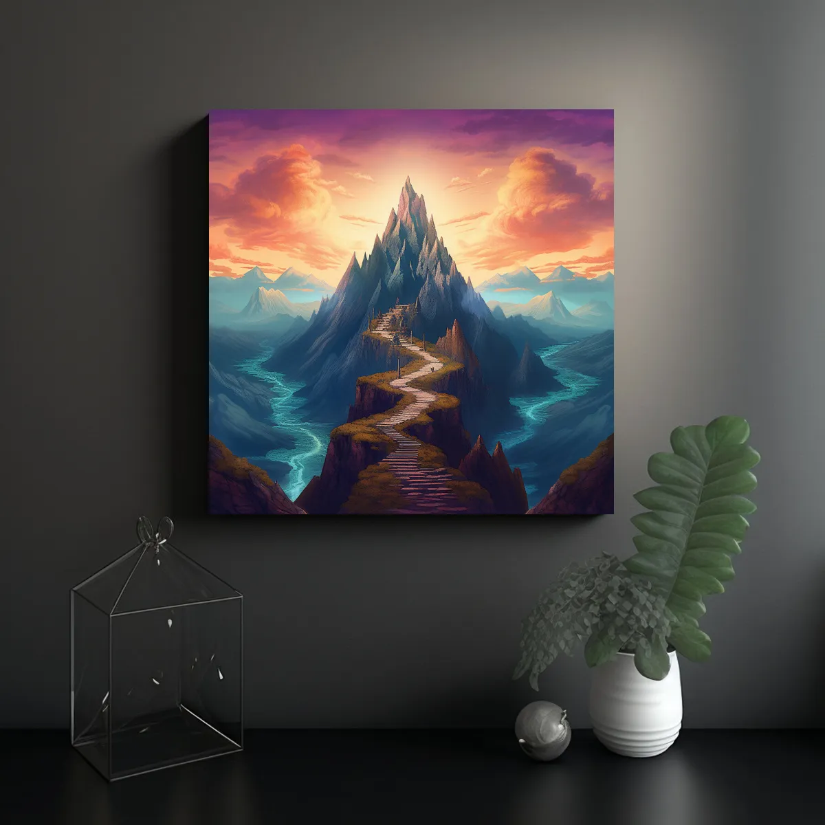 GENERICO - Pintura Decorativa De Escenario Montañoso 50x50 Cm