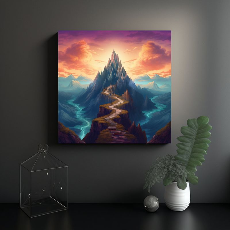 GENERICO - Pintura Decorativa De Escenario Montañoso 50x50 Cm