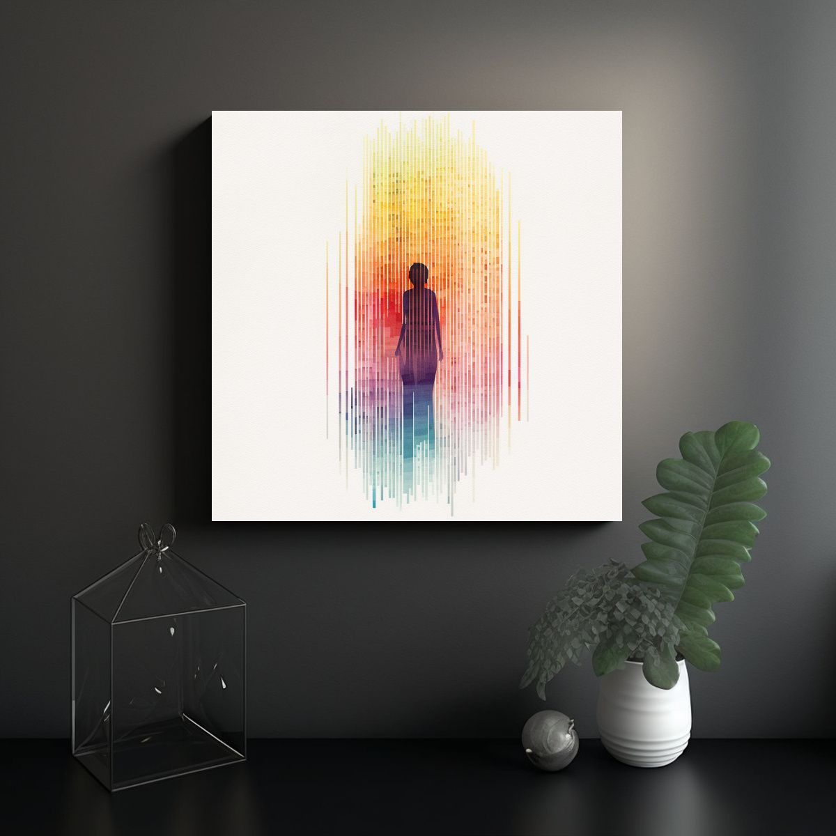 GENERICO - Cuadro Inspiración Arte Línea Acuarela 50x50 Cm