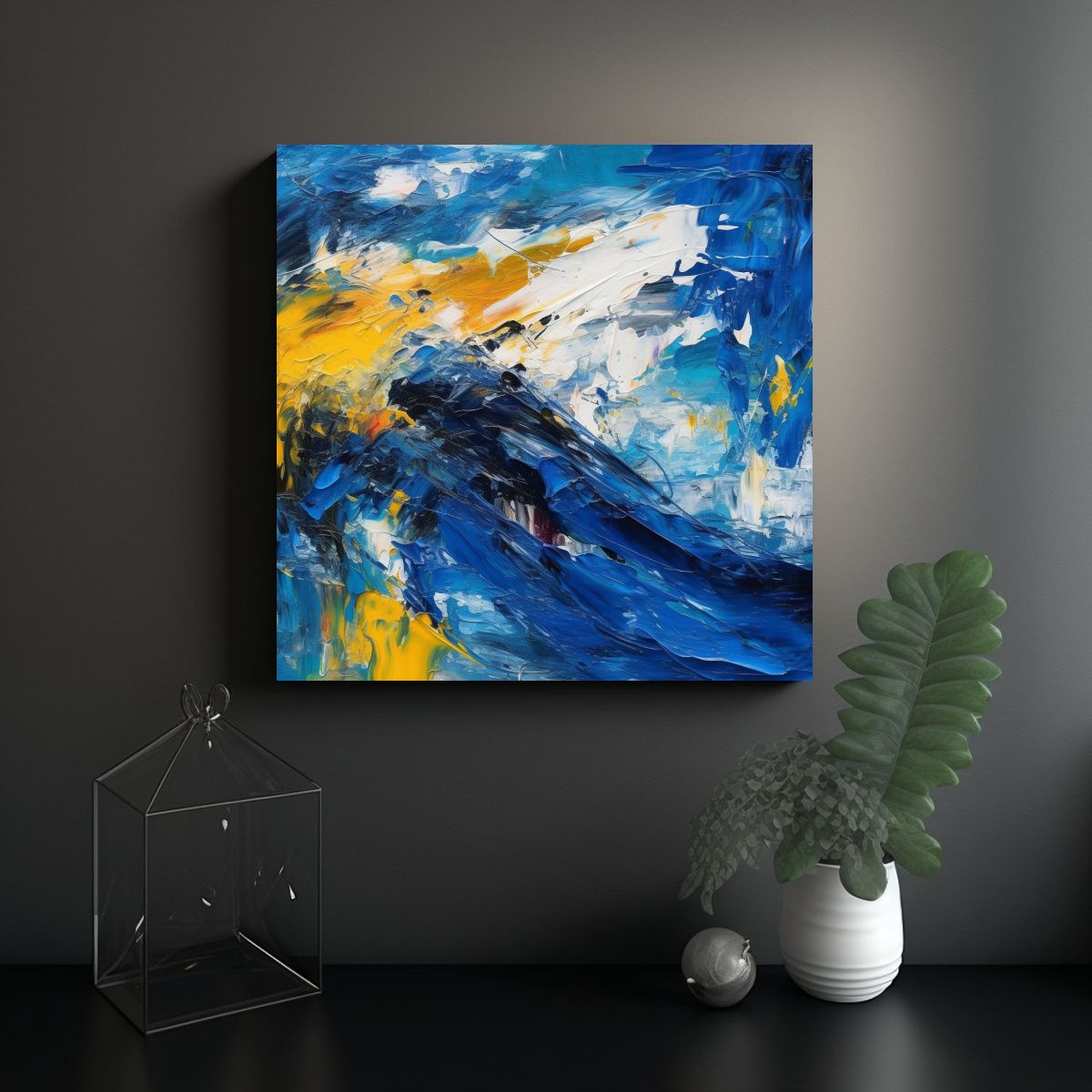 GENERICO - Arte Abstracto Rectangular Inspirado En Asger 80x80 Cm