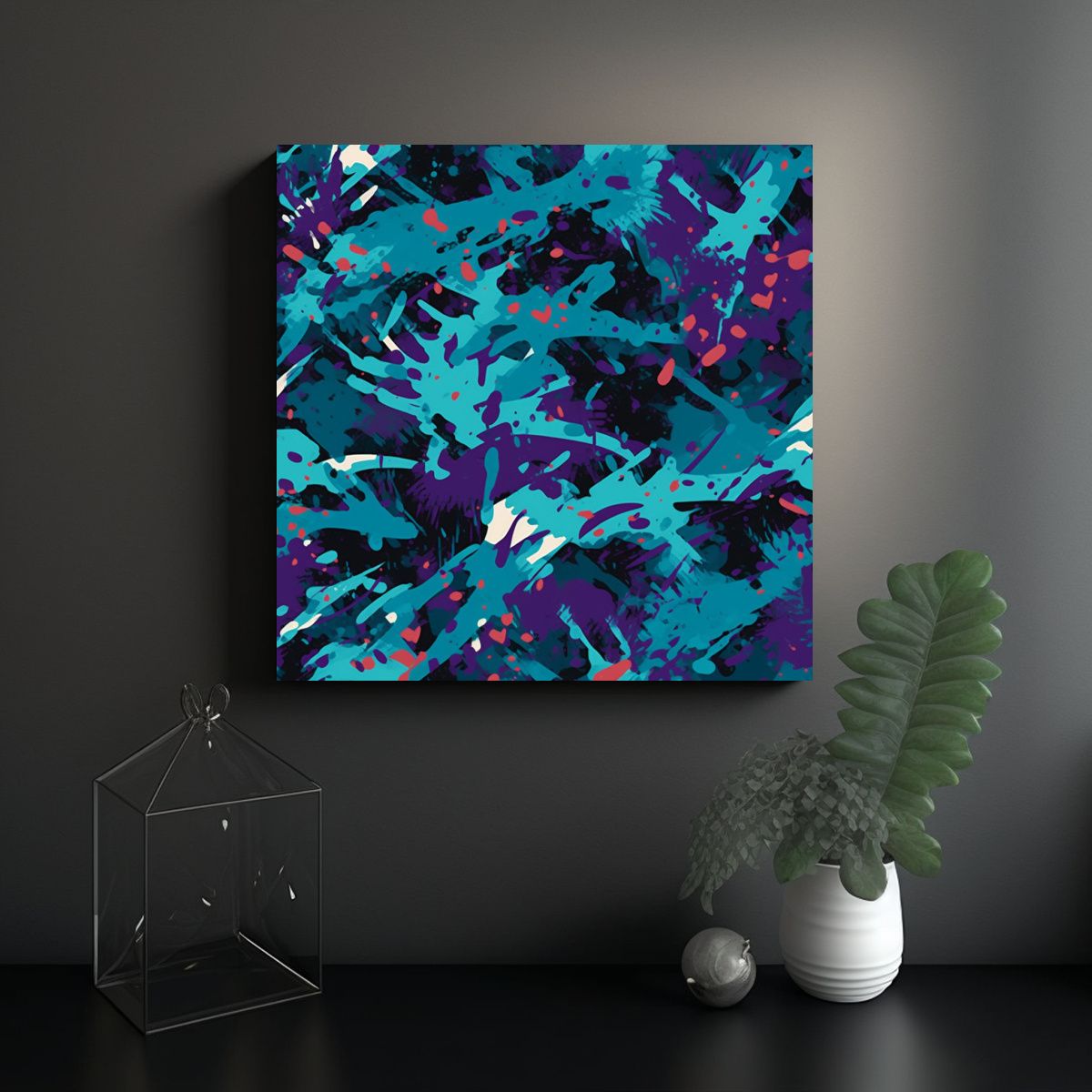 GENERICO - Cuadro Decorativo De Arte: Patrón Camuflaje 80x80 Cm